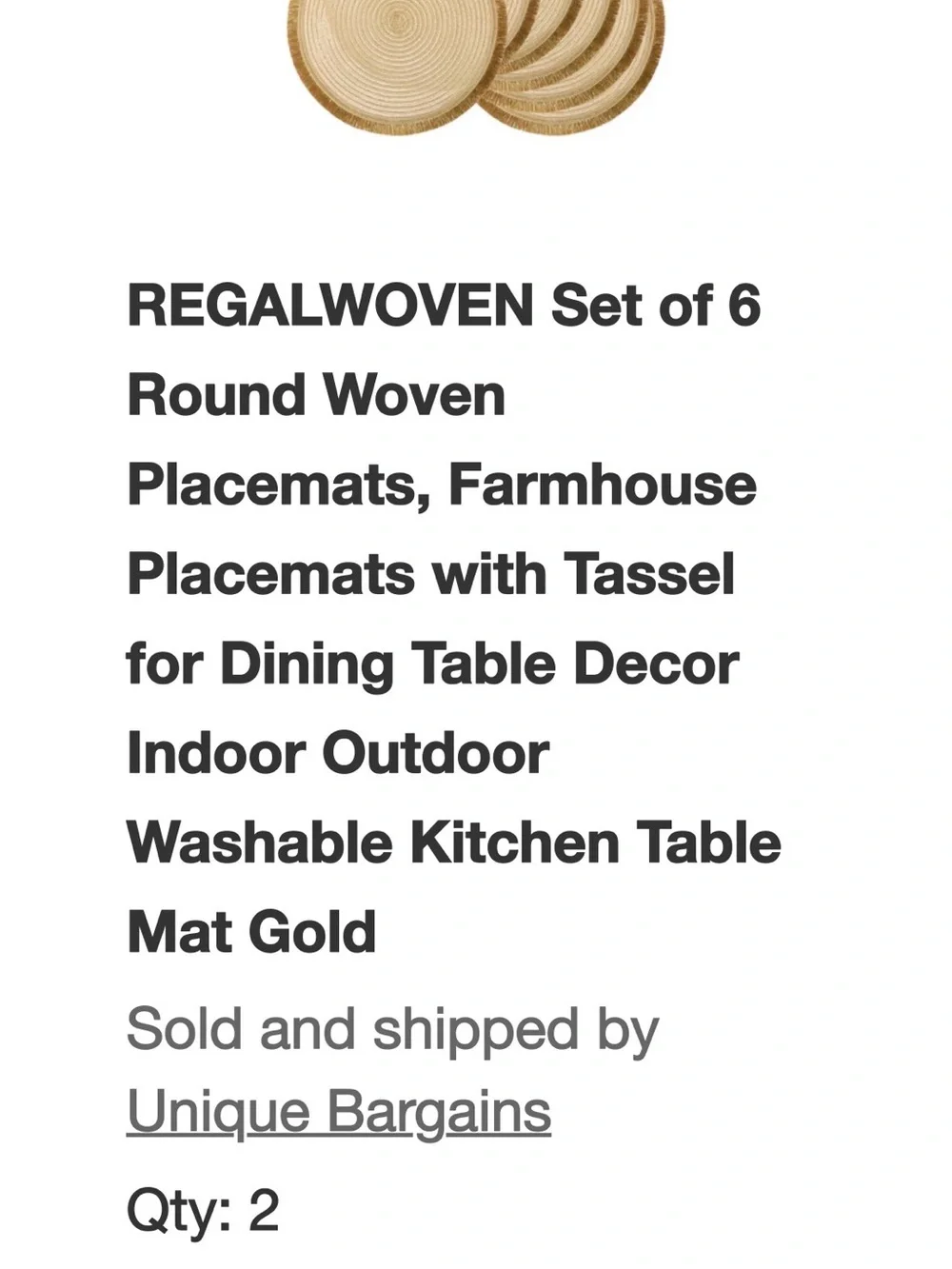 Gold and Cream Round Fringe Placemat Set - Elegant Table Linens
